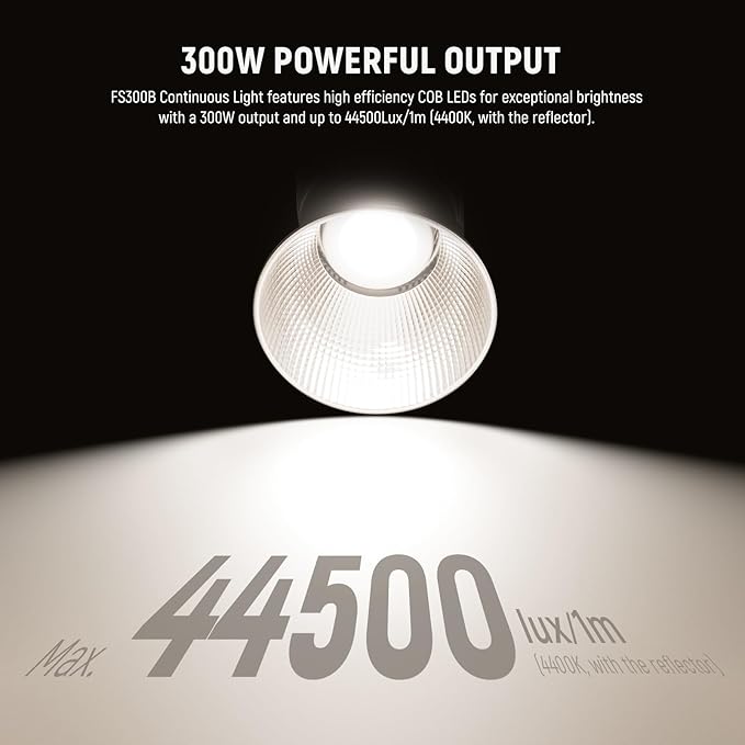 NEEWER FS300B 300W LED Studio Video Light, Bi Color COB Continuous Lighting with 2.4G/APP Control 44500Lux/1m 2700K-6500K CRI97+, 12 Scenes, Bowens Mount Spotlight for Photography Recording Streaming