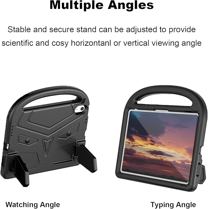 Dteck for iPad 10th Generation Case Kids 10.9 Inch 2022, Durable Lightweight Shockproof Protective Handle Stand EVA Foam Boys Girls Kids Proof Case for iPad 10th Generation 10.9 Inch 2022,Black