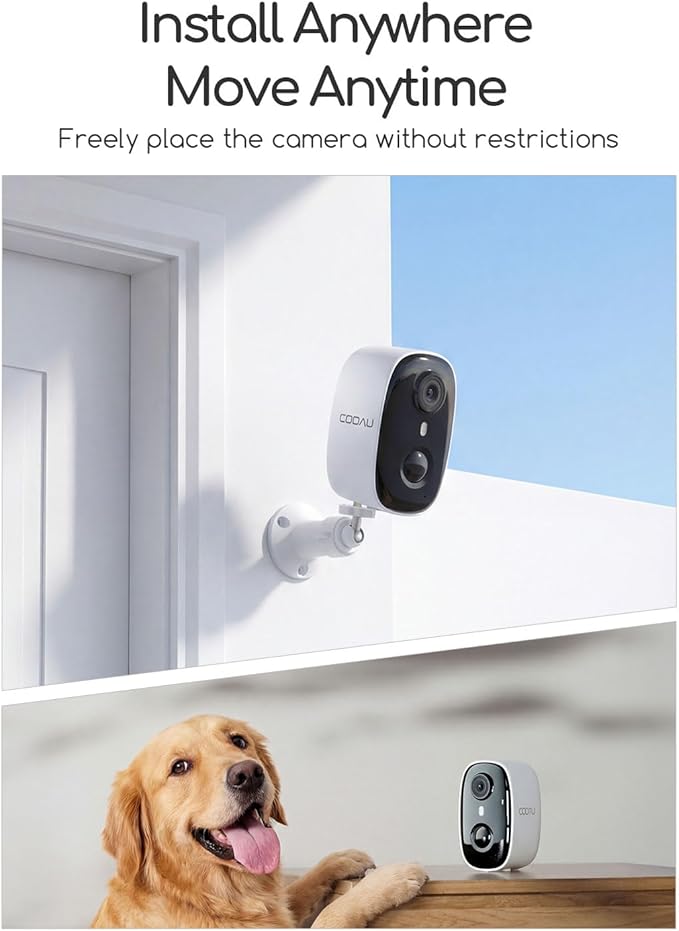 COOAU 4MP Security Cameras Wireless Outdoor Included 64GB Memory Card, No Subscription, Faster Charging Solar Powered, Cameras for Home Security Surveillance System for Wide-Area Whole-House Coverage