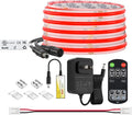 BTF-LIGHTING COB LED Strip Light 24V 16.4FT UL Listed, Red Color Dimmable High Density Flexible Tape Light with RF Remote & ETL Power Adapter, Ultra Bright for Bedroom Kitchen Home Indoor Lighting