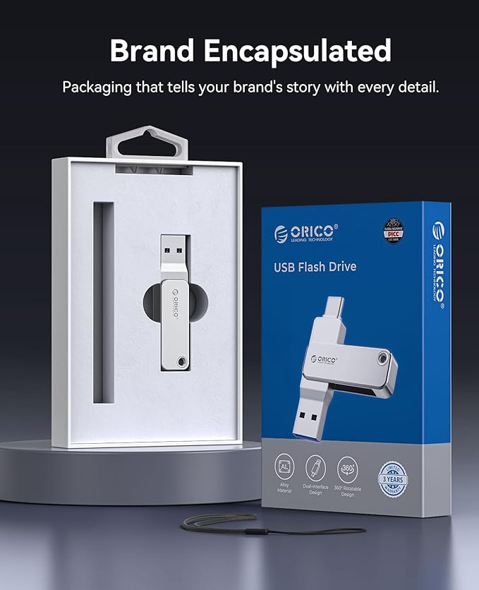 ORICO 128GB USB Flash Drive Read Speed Up to150MB/s Dual USB-C & USB-A Mini Thumb Drive for iPhone 15/16/17, Android, Tablets, Laptops, Mac, Windows Plug and Play-EB05