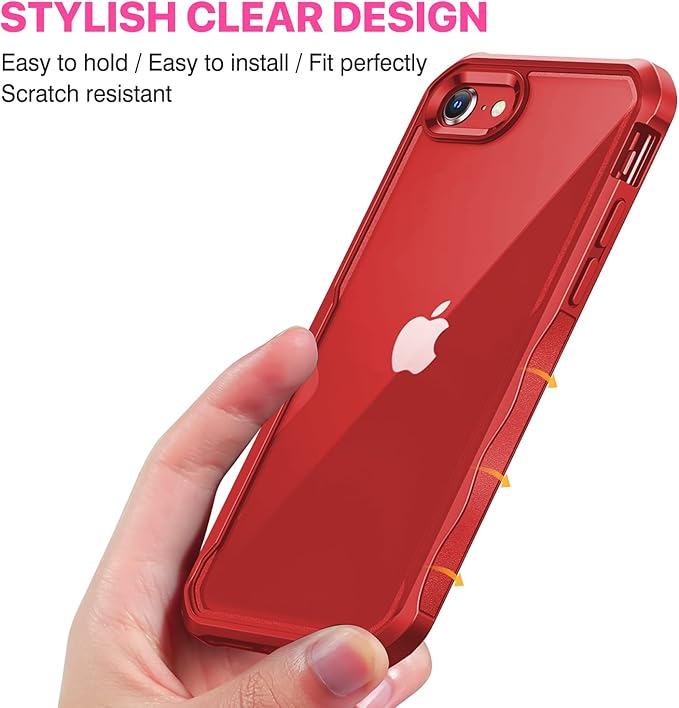 CENHUFO Privacy Case for iPhone SE 2022 3rd / iPhone SE 2020 2nd / iPhone 8/7, Full Body Phone Cover with Built-in 9H Tempered Glass Privacy Screen Protector, Anti Peep Shockproof Bumper - Red