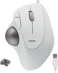 ELECOM Ergonomic Comfort Design Trackball IST Wired USB-A Connection, Smooth Tracking with Ruby Ball Bearing, 36mm Ball, Thumb Control, Compatible for Windows, PC, and Mac White (M-IT10URWH)