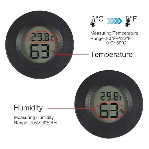 6-Pack Mini Hygrometer Thermometer Digital LCD Monitor Indoor/Outdoor Humidity Meter Gauge Temperature for Humidors Home Greenhouse Babyroom Reptile Incubator