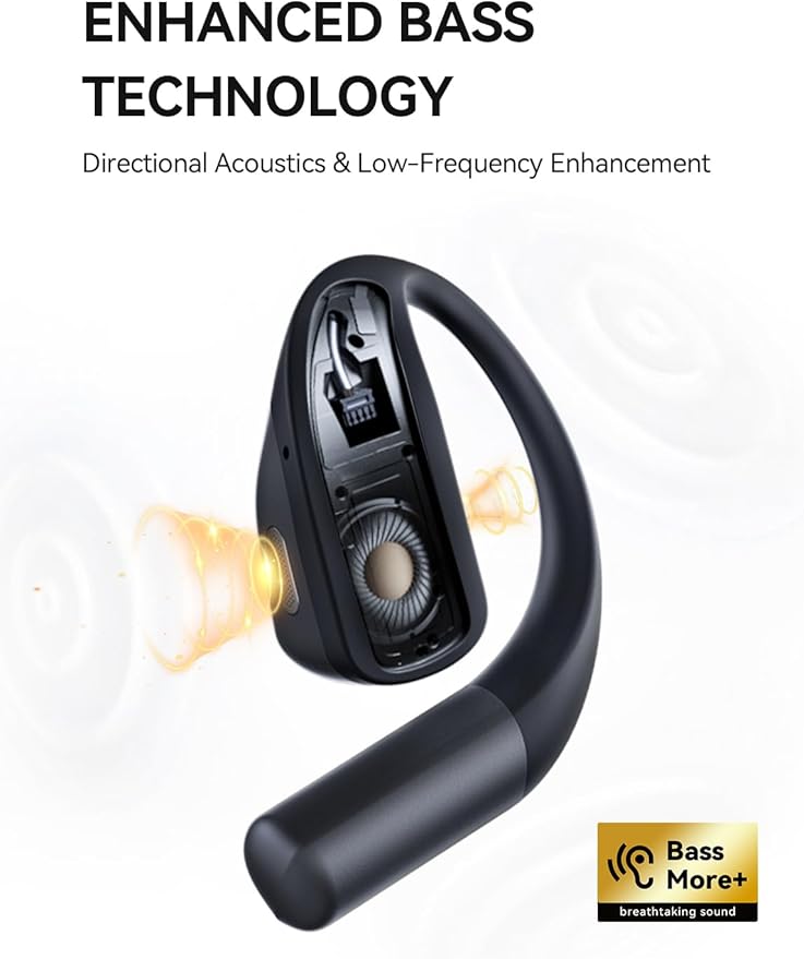 1MORE S70 Open Ear Earbuds Wireless Bluetooth, 40H Battery IPX5 Waterproof, Comfortable Lightweight Headphones for Running Gym Sports, App Control, Clear Calls, Black