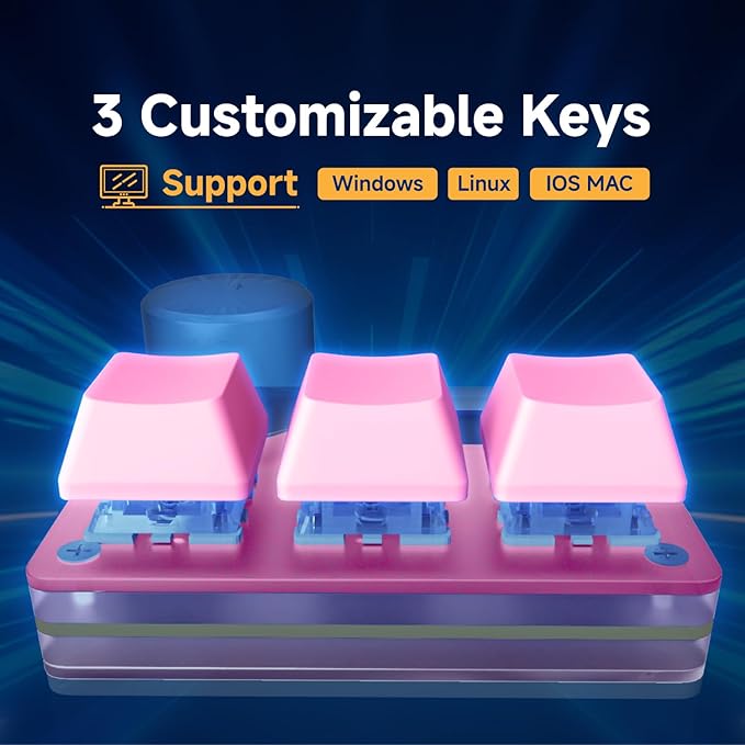 O3C Rapid Trigger Hall Effect Keyboard Suitable for OSU and Geometry Dash Rhythm Game Macro Keypad with Magnetic Linear Switches (Pink, Outemu Pink Switch)