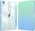 Fintie Hybrid Slim Case for iPad Mini 7 (A17 Pro, 7th Generation) 2024 / iPad Mini 6 (6th Gen) 8.3 Inch, [Built-in Pencil Holder] Shockproof Cover Clear Transparent Back Shell, Seaside Ombre