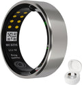 Smart Ring Health Tracker with Free Subscription, Fitness Sleep Heart Rate Blood Oxygen Tracking Ring with Charging Case,Great Gift,Silver,US E