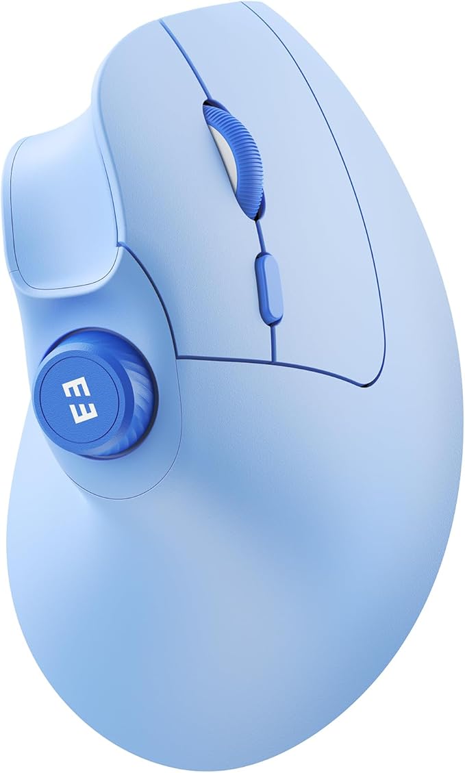 seenda Ergonomic Mouse Wireless, MOU-302 Bluetooth Vertical Mouse Rechargeable, Volume Knob, Silent Mice & 1000/1600/2400 DPI, 3 Multi-Device Connection for Windows/PC/Laptop/Mac/MacBook, Blue