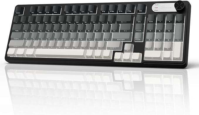 GEODMAER G98X Wireless Gaming Keyboard, Tri-Mode 2.4GHz/USB-C/BT5.0 Silent Gaming Keyboard with Number Pad & Knob, RGB Backlit, Side Printed PBT Keycaps Computer Keyboards for PC Mac Laptop Gamer