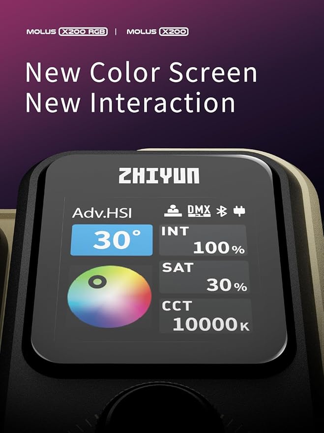 ZHIYUN MOLUS X200 Standard 200W Video Light Professional Photography Light Bowens Mount 2700K~6500K CRI≥95 TLCI≥97 for Tiktok Portable Light