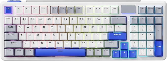 Rapoo V700DIY-98 Wireless Mechanical Keyboard, BT5.0 + 2.4GHz, Hot Swappable Custom Gaming Keyboard, Speed Silver Linear Switch, 16.8M Per-Key RGB, Gasket Mount, Creamy Sound, Full Anti-Ghosting, Blue