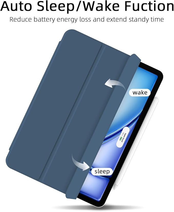 for iPad Air 13 inch M4/M3/M2 Case (2026/2025/2024,Model A3268/A3269/A3271), Auto Sleep/Wake and Magnetic Closure, Trifold Stand Case, PU Leather Cover, Support Apple Pencil Pro, Dark Blue