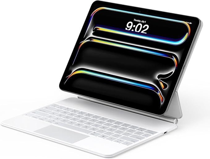 runelk Keyboard Case for iPad Pro 13-inch (M4 2024 / M5 2025), Magic-Style Magnetic Keyboard Case with Multi-Touch Trackpad, Floating Cantilever Stand Compatible with iPad Pro 13 - White
