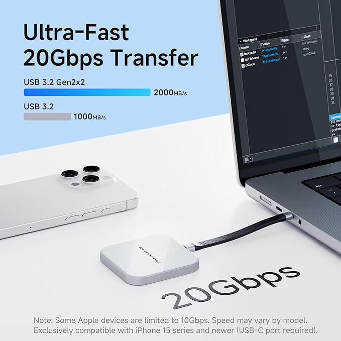 1TB Magnetic External SSD,2000MB/s Type-C USB 3.2 Gen 2x2 Portable SSD,Ultra-Slim External Hard Drive,4K ProRes Recording & Store,External Solid State Drive for iPhone15/16/17/Android/PC/Mac -PS2005