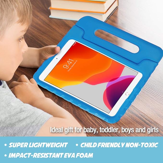 ProCase Kids Case for iPad 9th Generation/iPad 8/iPad 7, iPad 10.2 Case 2021 2020 2019/iPad Air 10.5/iPad Pro 10.5 Kids Case, Shockproof Lightweight Case with Convertible Handle -Blue | 2021, 2020, 2019, Shockproof, Blue