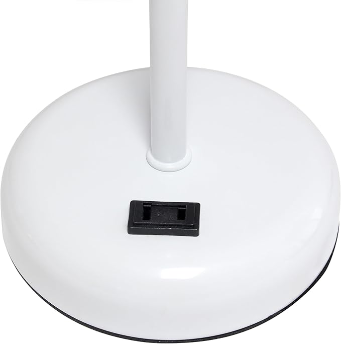Simple Designs LT1144-AOW Sleek and Slender White Table Lamp with Charging Outlet, for Bedroom, Living Room, Entryway, Office, Dining Room, Study, Aqua Shade