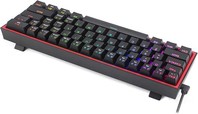 Redragon K617 Fizz 60% Wired RGB Gaming Keyboard, 61 Keys Hot-Swap Compact Mechanical Keyboard w/ 16.8M RGB Backlight, Red Inner Design, Programmable Linear Red Switch, Pro Software