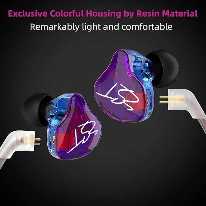 YINYOO KZ-ZST Colorful Hybrid Banlance Armature with Dynamic In-ear Earphone 1BA+1DD Hifi Headset KZ in ear Monitor Headphone Wired Earbuds IEM Earphone Gaming Ear buds (Colorful/zst with Microphones)