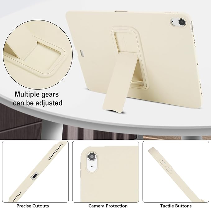 for iPad Air 11-inch M4/M3/M2 (2026/2025/2024) Case, Shockproof Protective Back Cover with Kickstand Slim Shell for Women Men, Beige