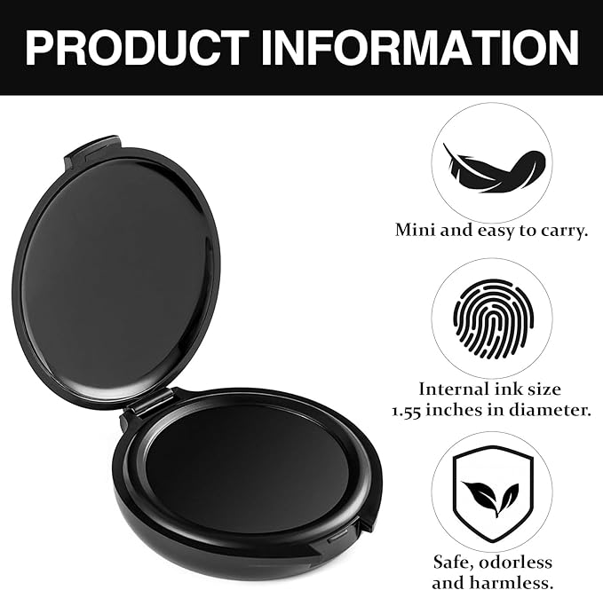3PCS Black Fingerprint Ink Pads, Mini Portable Thumbprint Ink Pad for Notary Supplies Identification Security ID Fingerprint Cards Law Enforcement Fingerprint Kit Home Office Use