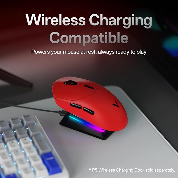 Rapoo VT2 Wireless Gaming Mouse, True 8K Wireless Polling Rate, 53g Lightweight, Up to 750 Hr Battery, Nordic nRF54L15 MCU, 100-Million Mechanical Switch, 10 Programmable Buttons, Macro Enabled