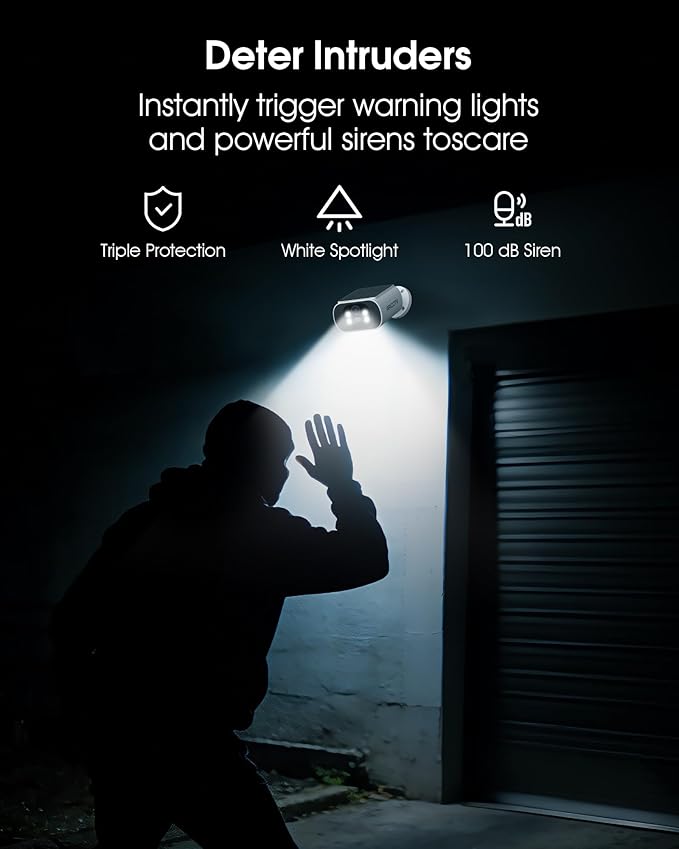 ARCCTV Solar Security Cameras Wireless Outdoor, No Monthly Fee, 2-Camera Bullet Home Security System with Base Station, 2K Video, Local Storage, Color Night Vision, Active Siren