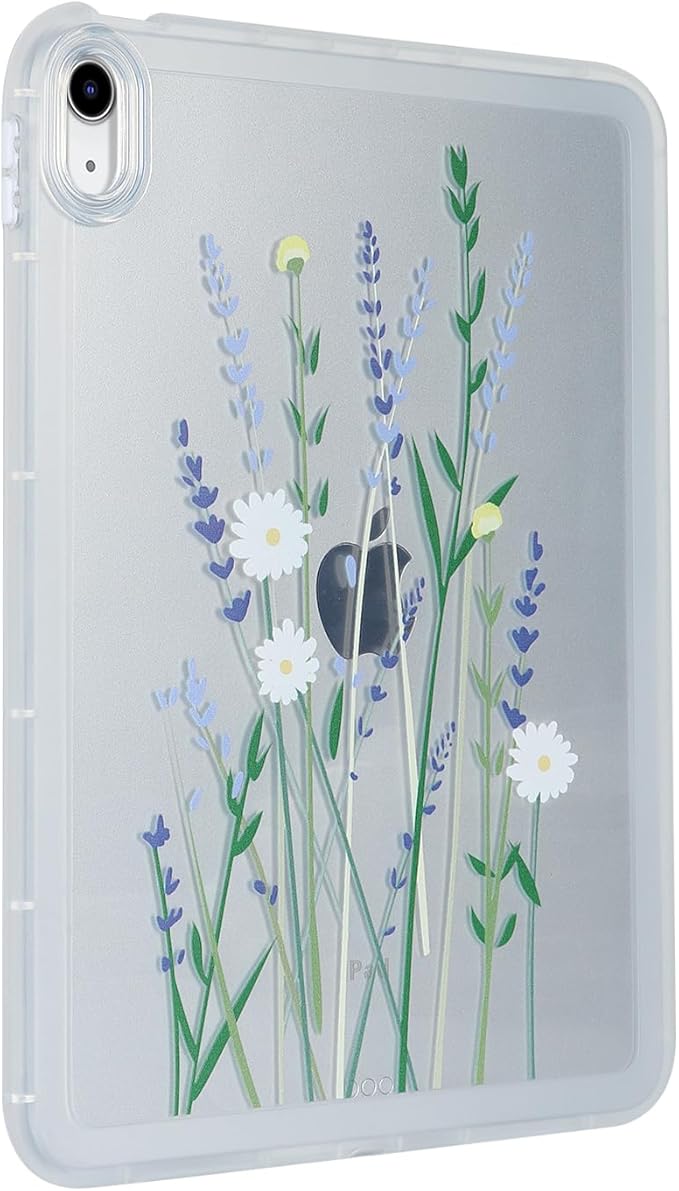 for iPad Pro 12.9 inch Case 6th/5th/4th/3rd Generation (2022/2021/2020/2018) Frosted Translucent Clear Slim Lightweight Protective Cover Soft TPU Back Shockproof Silicone Shell, White Flower