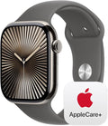 Apple Watch Series 10 [GPS + Cellular 46mm] with Natural Titanium Case with Stone Gray Sport Band - M/L. Fitness Tracker, ECG App, Always-On Retina Display, Water Resistant with AppleCare+ (2 Years)