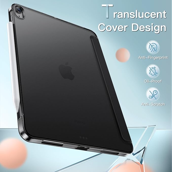 JETech Case for iPad Air 11-Inch M4/M3/M2 (2026/2025/2024), iPad Air 5 (2022 5th Generation 10.9-Inch), Slim Stand Hard Back Shell Cover with Auto Wake/Sleep (Black)