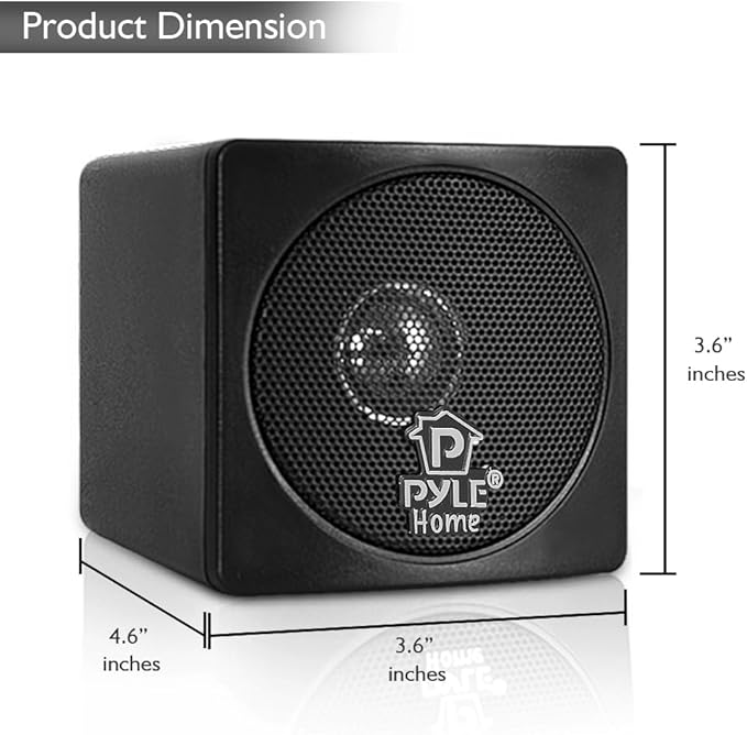3" Mini Cube Bookshelf Speakers - 100W Small Bookshelf Speakers w/ 3" Paper Cone Driver, 8 Ohm - Passive Audio Book Shelf Speaker Pair For Home Theater Stereo Surround Sound - Pyle Home PCB3BK (Black)