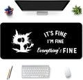 Desk Mat,Large Mouse Pad 35''×15.6'' XXL Extended Gaming Mouse Pad Mat with Non-Slip Base Stitched Eges Mousepad for Computer,Office,Keyboard and Laptop - Black Cat