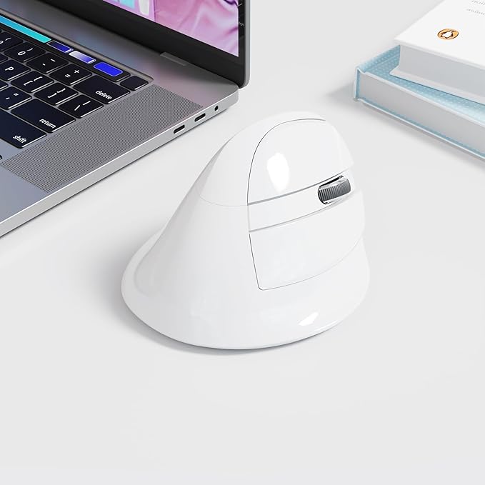 DELUX Wireless Ergonomic Mouse, Vertical Mouse for Small Hands, Silent Click Ergo Mouse, Up to 4000 DPI, 6 Buttons, Rechargeable, 2.4G/BT 5.2 Dual-Mode, Compatible with Laptop/PC (M618MINI-White)