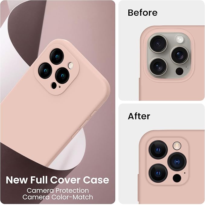 FireNova Designed for iPhone 16 Pro Case, Silicone Upgraded [Camera Protection] Phone Case, Soft Anti-Scratch Microfiber Lining Inside, 2024, Pinksand