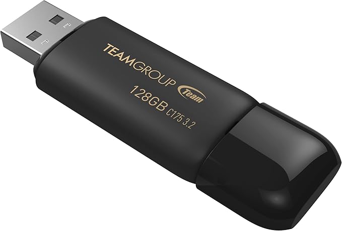 TEAMGROUP C175 128GB 2 Pack USB 3.2 Gen 1 (USB 3.1/3.0) Read 100MB/s Flash Thumb Drive, External Data Storage Memory Stick Compatible with Computer/Laptop Matte Black TC1753128GB22
