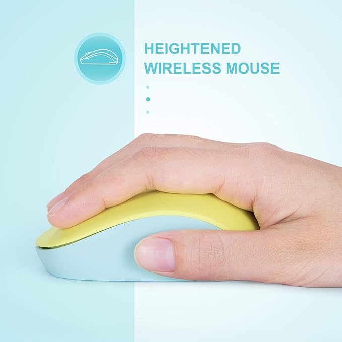 seenda Wireless Mouse for Laptop, 2.4G Noiseless Mouse with USB Receiver - Optical Tracking Portable Computer Mice for Chromebook, PC, Tablet, Windows System, 24 Months Battery Life - Yellow & Green