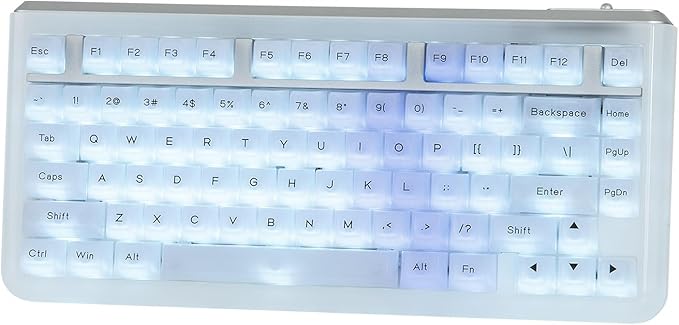 KiiBoom Jade75 75% Resin Molding Mechanical Keyboard, BT5.0/USB-C/2.4GHz Wireless Gaming Keyboard, QMK&VIA Programmable, RGB Backlits, Hot-Swappable, CNC+UV Case for Windows/Mac/Linux (Clear)