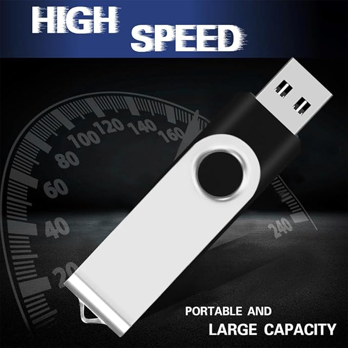 EASTBULL 2 Pack of 32GB USB 2.0 Flash Drives with 2 Type-C Adapters and Keychains, High Speed 360 Rotatable Swivel Thumb Drives 32GB (Black)