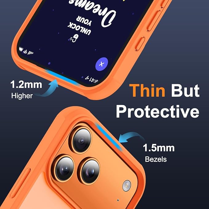 SKYLMW Compatible with iPhone 17 Pro Max Case with Invisible Magnetic O-Ring Stand Military-Grade Translucent Case for iPhone 17 ProMax 6.9" [Compatible with Mag-Safe][Great Grip Feeling],Orange