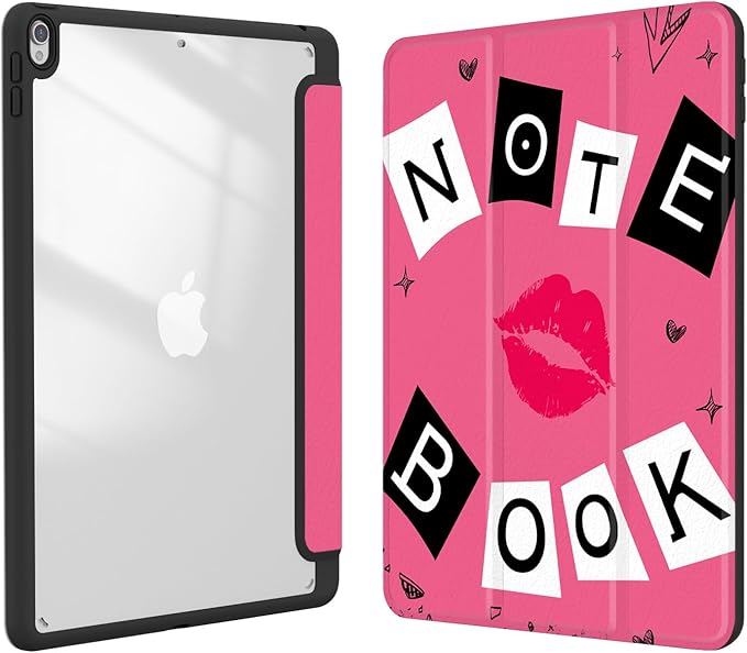 Case for iPad pro 10.5 inch 2017/ iPad Air 3rd Generation 2019, Case with Pencil Holder, Stand Clear Back Cover Cute Cool Design for Women Girls, Auto Sleep/Wake, Rose Red Book