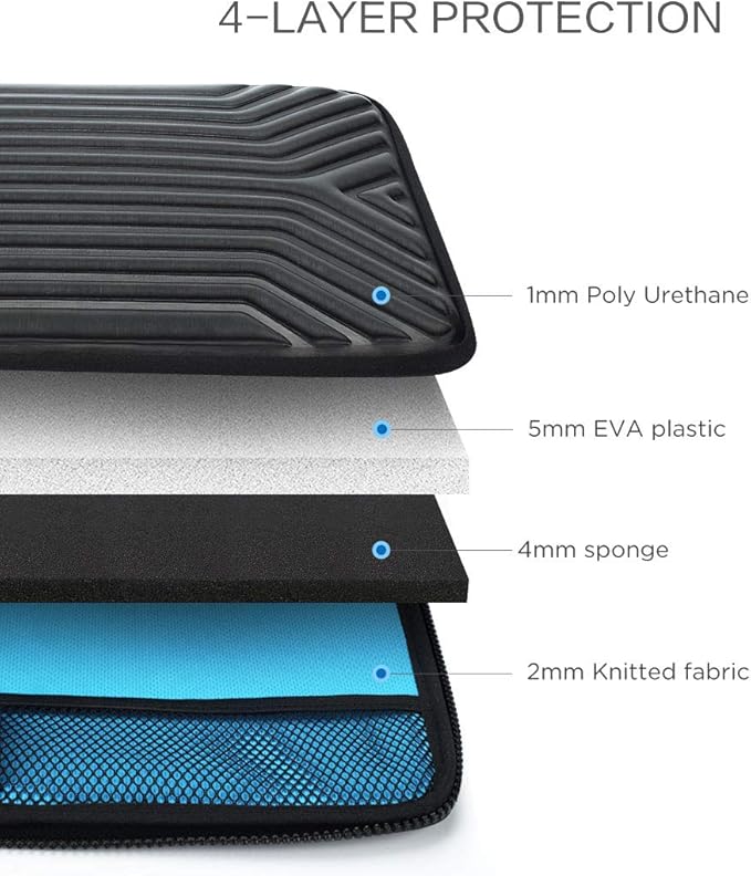 DOMISO 17.3 Inch Laptop Carrying Case, Shockproof Waterproof EVA Sleeve with Strap Protective Bag for 17-17.3" Gaming Laptops, Dell, HP, Acer, MSI, Lenovo, Black