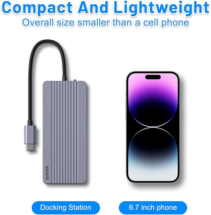 12-in-1 USB C Hub with M.2 SSD Enclosure – Expand Your Laptop with 4K/60Hz HDMI, 1Gbps Ethernet & Dual Storage (NVMe/SATA), USB 3.0/USB-C (5Gbps)–Works with MacBook Pro, Perfect for Multi-Tasking