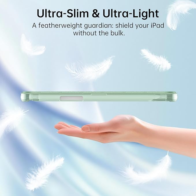 MoKo for iPad mini 7 A17 Pro Case 2024, iPad mini 6th Generation Case 8.3 Inch 2021 with Pencil Holder, Slim Light Trifold Smart Protective Cover with Hard PC Translucent Back Shell, Tequila Green