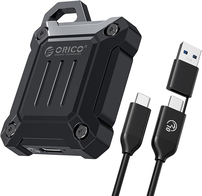 ORICO Full Metal M.2 NVMe 2230 SSD Enclosure, USB C 3.2 Gen2 Type-C 10Gbps to NVMe PCIe Adapter, Compatible with iPhone 17/16/15 Pro/Pro Max 4K ProRes Recording - XAM2