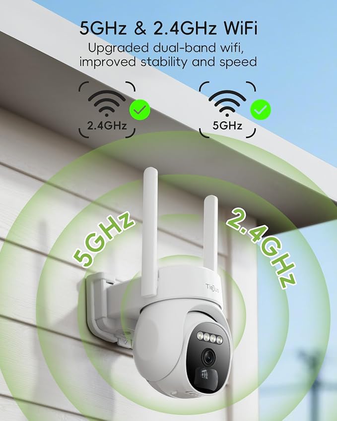 2.4G/5G Solar Security Cameras Wireless Outdoor, 2K Camera for Home Security, Auto Tracking, 360° PTZ/Color Night Vision/2Way Talk/Compatible with Alexa/IP66 Waterproof