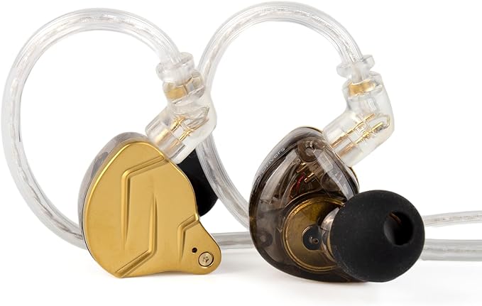 KZ ZSN PRO X in Ear Monitor Headphones Gaming Earbuds, High Fidelity Wired Earbuds, Hybrid Dual Driver IEMS Earphones with 1BA 1DD Detachable Tangle-Free Cable for Computer Tablet (Gold, with Mic)