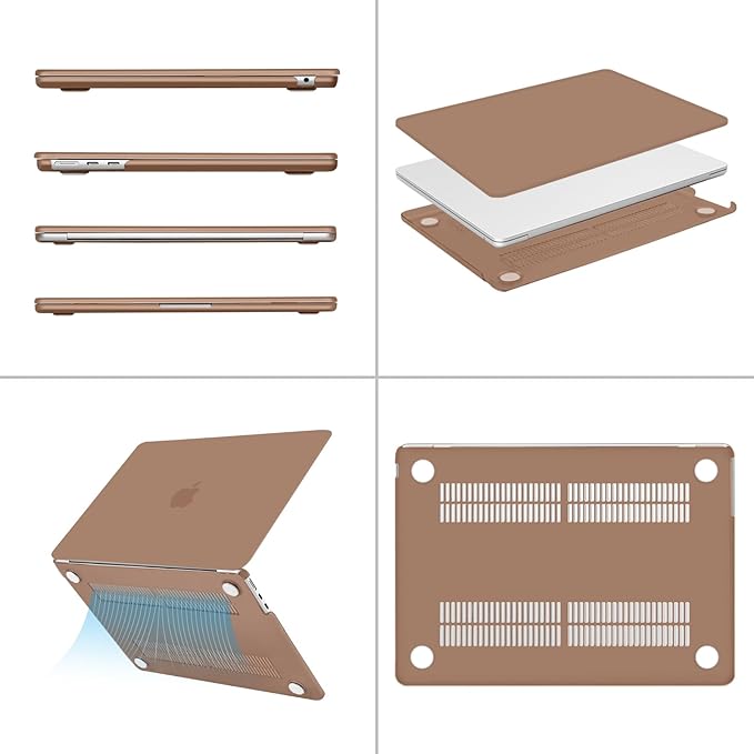 MOSISO Compatible with MacBook Air 13 inch Case M5 2026 M4 2025 M3 M2 2024-2022 A3449 A3240 A3113 A2681, Hard Shell&Keyboard Cover&Screen Film&Type C for MacBook Air 13.6 inch Case, Mocha