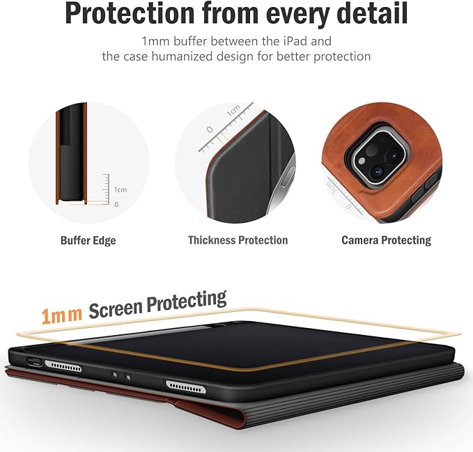Antbox Case for iPad Pro 12.9'' 6th Generation (2022) 5th/4th/3rd Generation (2021/2020/2018), Built-in Pencil Holder Auto Sleep/Wake Function PU Leather Smart Cover (Brown)