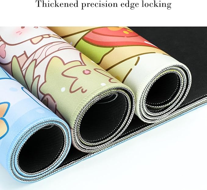 PERFECTSIGHT Cute Cat Desk Mat Kawaii Fast Food Desk Pad, Switch Large Gaming Mouse Pad, Cartoon Deskmat Mousepad, Anime Blotter Protector Laptop Keyboard Pad for Women Girls, Kitty