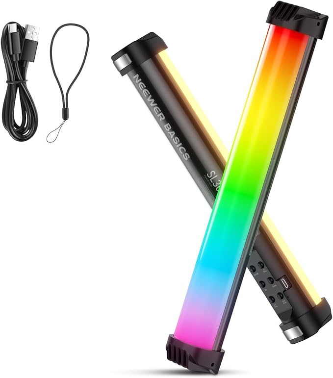 NEEWER Basics 12" Magnetic RGB Light Wand, CRI95 Dimmable 8W LED Handheld Video Tube Lighting Stick with 51 RGB Modes, 2000mAh Battery for YouTube TikTok Camera Streaming Studio Video Recording, SL30